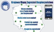Logo KMZB - mapa Polski w tonacji biało-szaro-niebieskiej