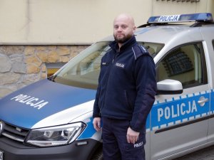 asp. Łukasz Szaro, fot. Komenda Powiatowa Policji w Strzyżowie