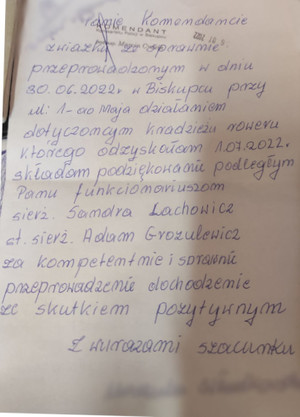 List z podziękowaniami