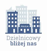 Logo programu &quot;dzielnicowy bliżej nas&quot; - szaro niebieskie sylwetki wieżowców, centralnie napis Policji.