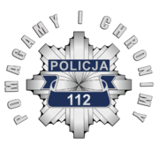 Logo policji z mottem &quot;Pomagamy i chronimy&quot;