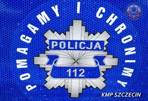 Logo Policji na niebieskim tle