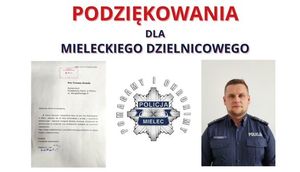 Kolaż zdjęć policjanta, pisma z dziękowaniami oraz gwiazdy policyjnej