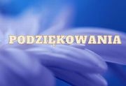 Napis Podziękowania na błękitnym tle
