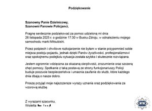 Karta papieru zapisana pismem maszynowym