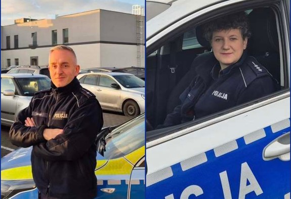 Kolaż zdjęć policjant policjanta i policjantki za kierownicą radiowozu