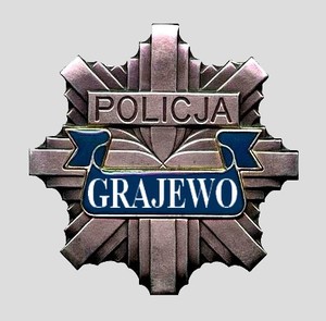 Odznaka policyjna z napisem Grajewo