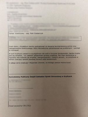 Zdjęcie zanimizowanego emaila