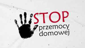Grafika z czarną dłonią i napisem stop przemocy