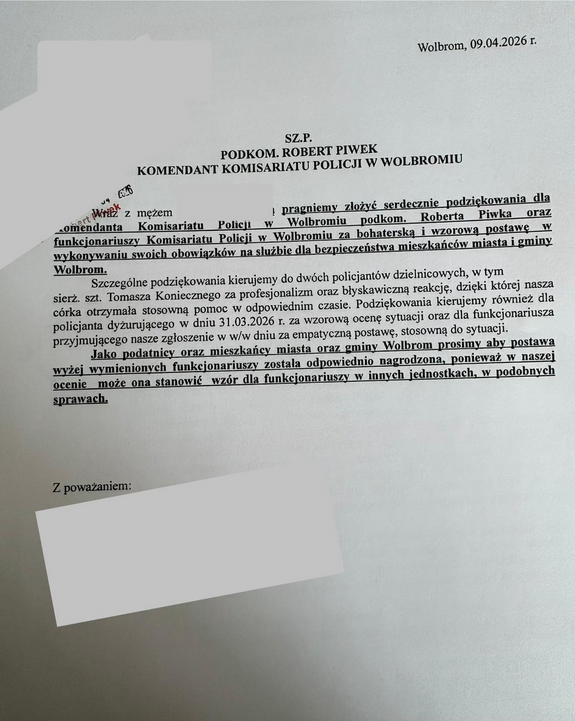 Karta papieru zadrukowana pismem maszynowym