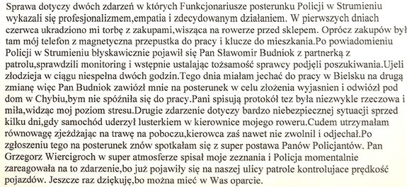 Fragment karty papieru zapisanej pismem maszynowym